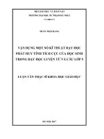 Vận dụng một số kĩ thuật dạy học phát huy tính tích cực của học sinh trong dạy học luyện từ và câu lớp 5 (Luận văn thạc sĩ)