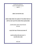 Hoàn thiện công tác quản lý tài chính theo cơ chế tự chủ tại sở tài chính tỉnh quảng bình 