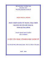 Phát triển kinh tế trang trại trên địa bàn huyện bố trạch, tỉnh quảng bình 