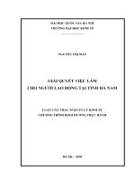 Giải quyết việc làm cho người lao động tại tỉnh hà nam 