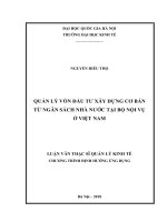 Quản lý vốn đầu tư xây dựng cơ bản từ ngân sách nhà nước tại bộ nội vụ ở việt nam 