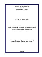 Hoàn thiện công tác quản lý nhà nước về du lịch tâm linh ở thị xã quảng trị 