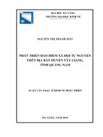 Phát triển bảo hiểm xã hội tự nguyện trên địa bàn huyện tây giang, tỉnh quảng nam