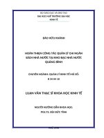 Hoàn thiện công tác quản lý chi ngân sách nhà nước tại kho bạc nhà nước quảng bình 