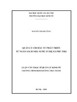 Quản lý chi đầu tư phát triển từ ngân sách nhà nước thị xã phú thọ 