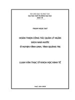 Hoàn thiện công tác quản lý ngân sách nhà nước ở huyện vĩnh linh, tỉnh quảng trị 