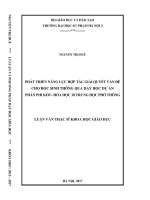 Phát triển năng lực hợp tác giải quyết vấn đề cho học sinh thông qua dạy học dự án phần phi kim  Hóa học 10 trung học phổ thông (Luận văn thạc sĩ)