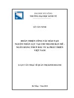 Hoàn thiện công tác đào tạo nguồn nhân lực tại chi nhánh ban mê ngân hàng TMCP đầu tư  phát triển việt nam