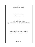 Quản lý ngân sách tại thành phố hà tĩnh, tỉnh hà tĩnh 