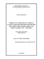 Nghiên cứu ảnh hưởng của thời vụ và liều lượng phân bón đến sinh trưởng phát triển một số giống khoai tây trồng tại Phúc Yên  Vĩnh Phúc (Luận văn thạc sĩ)
