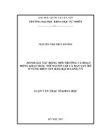 Đánh giá tác động môi trường và hoạt động khai thác tới nguồn lợi cá rạn san hô ở vùng biển ven đảo bạch long vỹ 