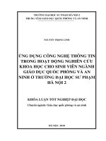 Ứng dụng công nghệ thông tin trong hoạt động nghiên cứu khoa học cho sinh viên ngành giáo dục quốc phòng và an ninh ở trường đại học sư phạm hà nội 2 