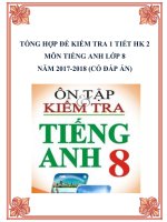 Tổng hợp đề kiểm tra 1 tiết HK 2 môn Tiếng Anh lớp 8 năm 20182019 có đáp án