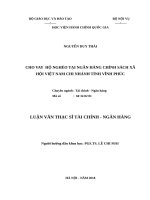 Luận văn thạc sĩ tài chính ngân hàng cho vay hộ nghèo tại ngân hàng chính sách xã hội việt nam chi nhánh tỉnh vĩnh phúc