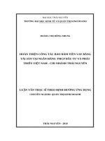 Hoàn thiện công tác bảo đảm tiền vay bằng tài sản tại ngân hàng TMCP đầu tư và phát triển việt nam   chi nhánh thái nguyên 