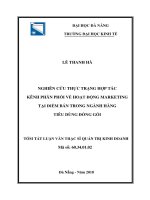 Nghiên cứu thực trạng hợp tác kênh phân phối về hoạt động marketing tại điểm bán trong ngành hàng tiêu dùng đóng gói (tt) 