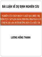 NGHIÊN CỨU CHẨN ĐOÁN VÀ KẾT QUẢ ĐIỀU TRỊ VIÊM TỤY CẤP NẶNG BẰNG PHƯƠNG PHÁP DẪN LƯU Ổ BỤNG QUA DA DƯỚI HƯỚNG DẪN CỦA SIÊU ÂM