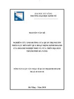 Nghiên cứu ảnh hưởng của quản trị nguồn nhân lực đến kết quả hoạt động kinh doanh của doanh nghiệp nhỏ và vừa trên địa bàn thành phố đà nẵng (tt) 
