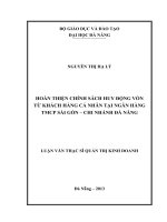Hoàn thiện chính sách huy động vốn từ khách hàng cá nhân tại NH TMCP sài gòn   CN đà nẵng  