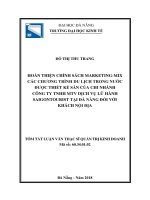 Hoàn thiện chính sách marketing mix các chương trình du lịch trong nước được thiết kế sẵn của chi nhánh công ty TNHH MTV dịch vụ lữ hành saigontourist tại đà nẵng đối với khách nội địa (tt) 