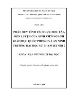 Khoá luận tốt nghiệp phát huy tính tích cực học tập, rèn luyện của sinh viên ngành giáo dục quốc phòng và an ninh trường đại học sư phạm hà nội 2 