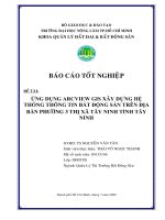 ỨNG DỤNG ARCVIEW GIS XÂY DỰNG HỆ THỐNG THÔNG TIN BẤT ĐỘNG SẢN TRÊN ĐỊA BÀN PHÖÔØNG 3 THỊ XÃ TÂY NINH TỈNH TÂY NINH