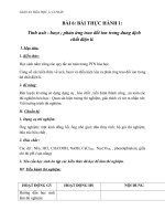 Giáo án Hóa học 11 bài 6: Thực hành tính chất Axit  bazo. Phản ứng trao đổi ion trong dung dịch các chất điện li