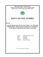 LẬP KẾ HOẠCH SỬ DỤNG ĐẤT PHỤC VỤ CHƯƠNG TRÌNH PHÁT TRIỂN NHÀ Ở TỈNH TÂY NINH ĐẾN NĂM 2010 VÀ ĐỊNH HƯỚNG ĐẾN NĂM 2020