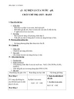 Giáo án Hóa học 11 bài 3: Sự điện li của nước. pH. Chất chỉ thị axit bazo