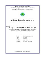 ĐÁNH GIÁ TÌNH HÌNH BIẾN ĐỘNG ĐẤT ĐAI TỪ NĂM 2005 ĐẾN NĂM 2008 TRÊN ĐỊA BÀN HUYỆN TRẢNG BOM TỈNH ĐỒNG NAI