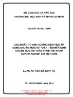 LA09 051 các nhân tố ảnh hưởng đến việc áp dụng chuẩn mực kế toán – nghiên cứu chuẩn mực kế toán thuế thu nhập doanh nghiệp tại việt nam 