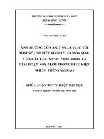 Ảnh hưởng của axit salicylic tới một số chỉ tiêu sinh lý và hóa sinh của cây đậu xanh (Vigna radiata L.) giai đoạn nảy mầm trong điều kiện nhiễm phèn (Al2(SO4)3)