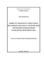Nghiên cứu ảnh hưởng của tính vị chủng đến ý định mua hàng nội của người tiêu dùng  trường hợp sản phẩm bánh kẹo tại thị trường thành phố đà nẵng  