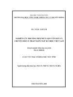 Nghiên cứu phương pháp rút gọn văn bản và chuyển đổi cú pháp ngôn ngữ ký hiệu Việt Nam (LV thạc sĩ)