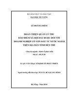Hoàn thiện quản lý thu bảo hiểm xã hội bắt buộc đối với doanh nghiệp có vốn đầu tư nước ngoài trên địa bàn tỉnh bến tre 