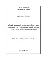 Tổ chức dạy học bài tập chương các định luật bảo toàn (vật lý 10) theo hướng phát triển tư duy sáng tạo cho học sinh (CHDCND lào) 