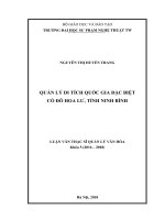 Quản lý di tích quốc gia đặc biệt cố đô hoa lư, tỉnh ninh bình 