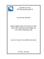 Hoàn thiện công tác quản lý thu thuế thu nhập doanh nghiệp tại cục thuế tỉnh đắk lắk 