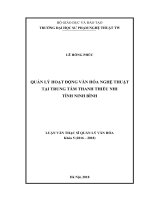Quản lý hoạt động văn hóa nghệ thuật tại trung tâm thanh thiếu nhi tỉnh ninh bình 