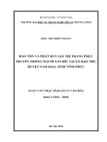 Bảo tồn và phát huy giá trị trang phục truyền thống người sán dìu tại xã đạo trù, huyện tam đảo, tỉnh vĩnh phúc 