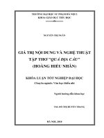 Khoá luận tốt nghiệp giá trị nội dung và nghệ thuật tập thơ quả địa cầu (hoàng hiếu nhân) 