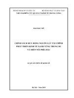 Chính sách huy động nguồn lực tài chính phát triển kinh tế xanh vùng Trung du và miền núi phía Bắc (Luận án tiến sĩ)