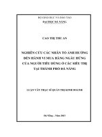 Nghiên cứu các nhân tố ảnh hưởng đến hành vi mua hàng ngẫu hứng của người tiêu dùng ở các siêu thị tại thành phố đà nẵng 