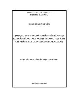 Tạo động lực thúc đẩy nhân viên làm việc tại ngân hàng TMCP ngoại thương việt nam – chi nhánh gia lai (vietcombank gia lai) 