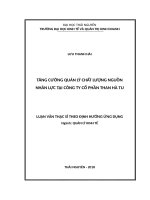 Tăng cường quản lý chất lượng nguồn nhân lực tại công ty cổ phần than hà tu 