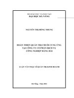 Hoàn thiện quản trị chuỗi cung ứng tại công ty cổ phần dịch vụ công nghiệp hàng hải 