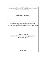 Dạy học xướng âm cho học sinh hệ trung cấp trường cao đẳng múa việt nam 