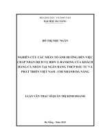 Nghiên cứu các nhân tố ảnh hưởng đến việc chấp nhận dịch vụ BIDV e banking của khách hàng cá nhân tại ngân hàng TMCP đầu tư và phát triển việt nam, chi nhánh đà nẵng  
