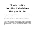 Kinh tế đầu tư: Đề kiểm tra 20% và lời giải