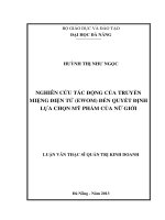 Nghiên cứu tác động của truyền miệng điện tử (EWOM) đến quyết định lựa chọn mỹ phẩm của nữ giới 